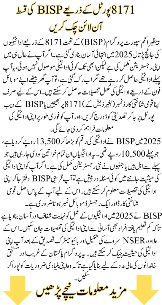 BISP Payment Check Online Through 8171 Portal and SMS Service