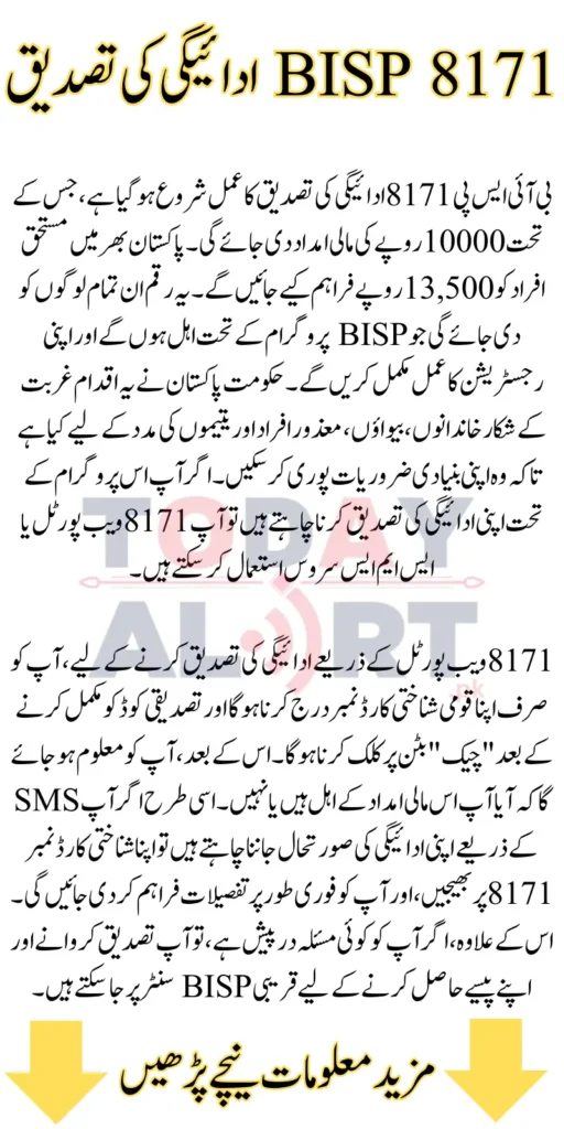 BISP 8171 Payment Verification Process Through BISP Portal and SMS