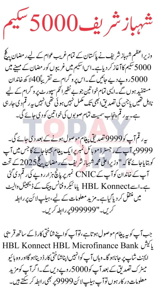 Shahbaz Sharif 5000 Scheme Ramadan Package Eligibility 9999